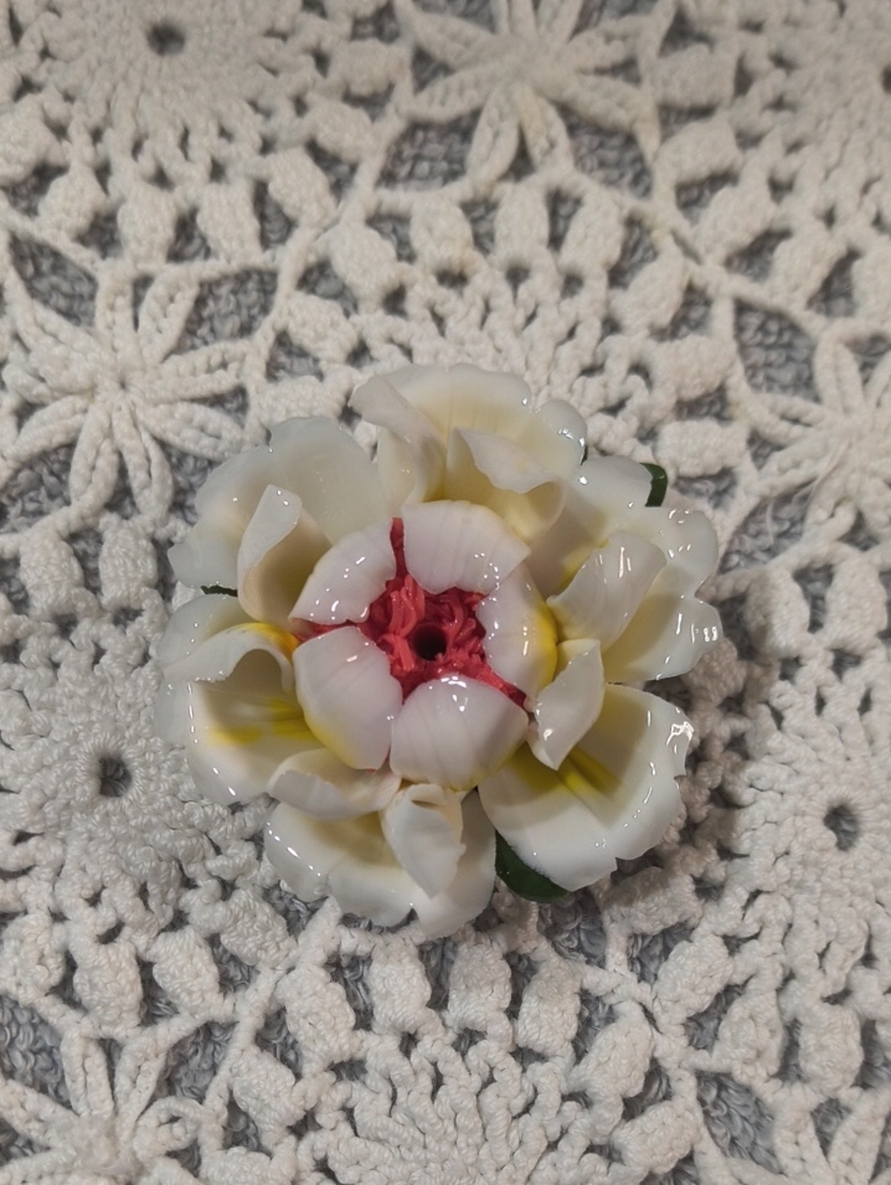 Incense Burner Porcelain Flower Decorative Accent White, Yellow & Pink